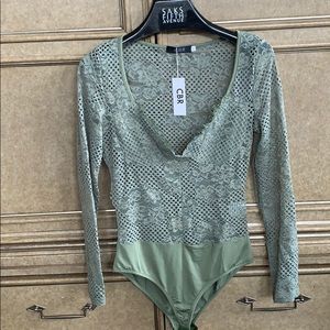 NWT CBR SAGE MESH AND LACE BODYSUIT